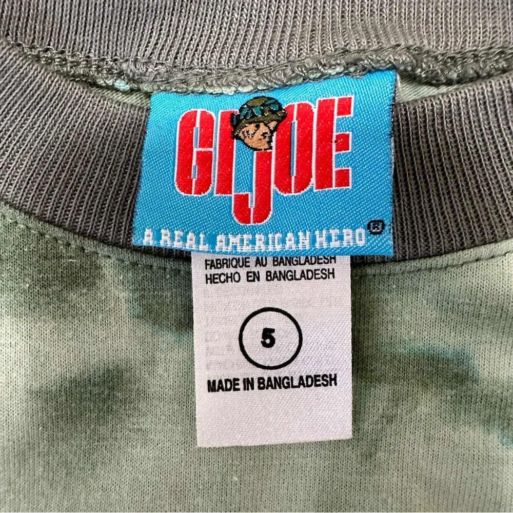 VINTAGE 2002 Hasbro G.I. Joe Kids Green Tie-Dye Short Sleeve Tee Great Y2K Kids